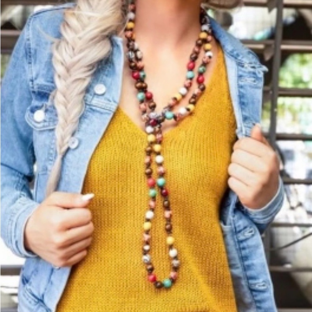 Plunder Willa Multicolor Beaded Necklace 62 inches NWT